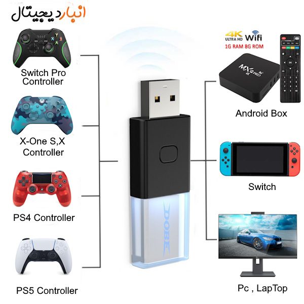  دانگل TY-1803 برای اتصال دسته های بی سیم با بلوتوث 0.5 به PC, Android Box