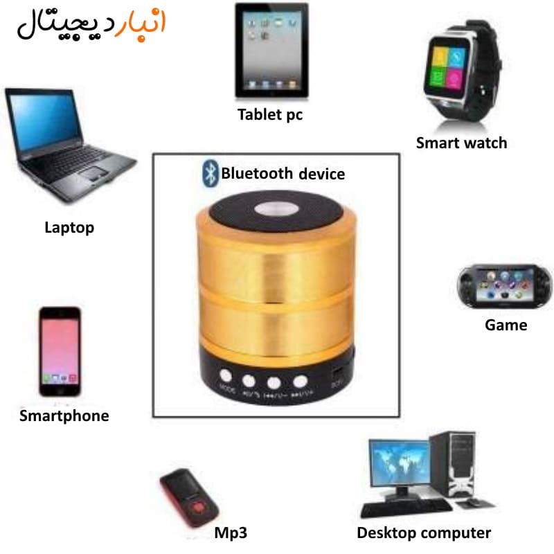  مینی اسپیکر شارژ بلوتوثی WS-887 طلایی
