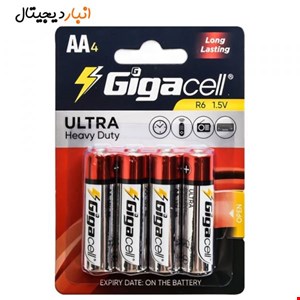 باتری قلمی 4 عددی کارتی  GIGACELL 1.5V R6 AA4 ULTRA