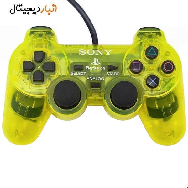 دسته بازی پلی استیشن 2 شیشه‌ای زرد | کنترلر PS2