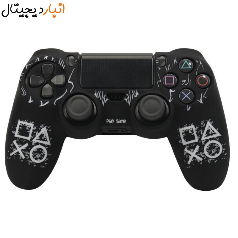 Black PlayStation 2 controller cover with button design